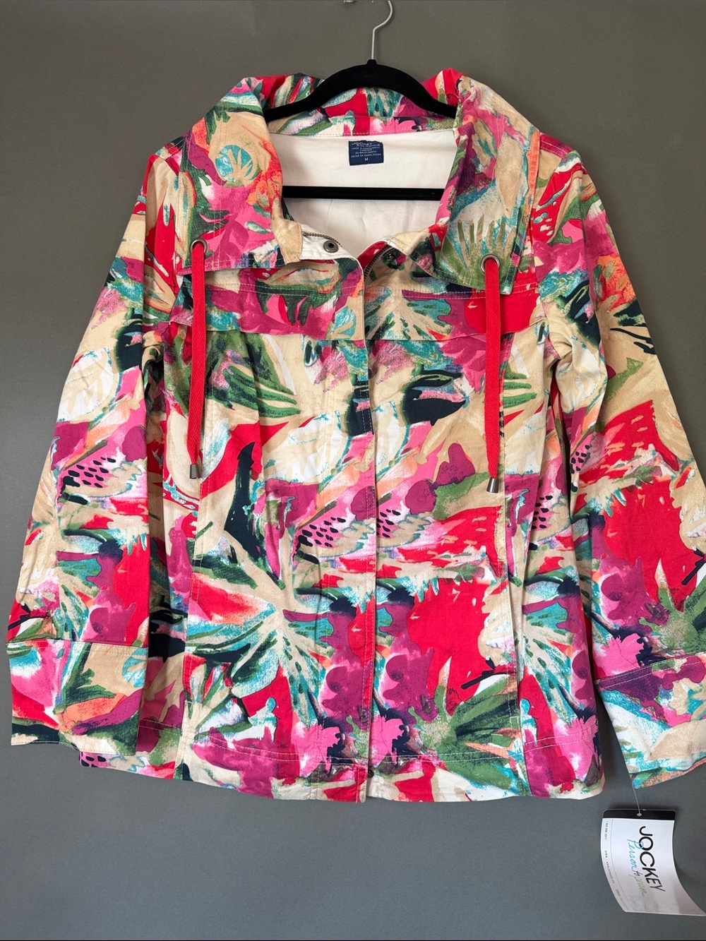 Floral Jacket M NWT Jockey Person to Person jacket colorful zip front jacket